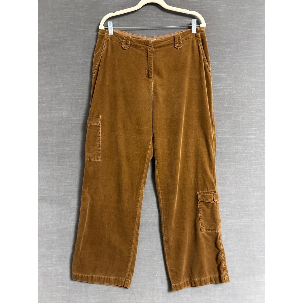 Vintage J Jill Corduroy Cargo Pants 12 Brown Cotton Wide Leg Utility 90s y2k